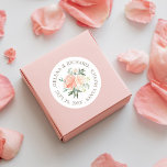 Blush Floral Spring Wedding Envelope Seal<br><div class="desc">Spring floral bouquet in watercolor peaches and pinks with touches of sage green,  editable text around the circumference.</div>