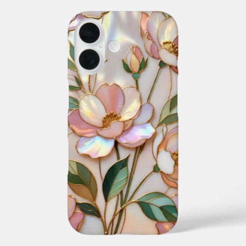 Blush Floral Stained Glass Phone Case Elegant Pink