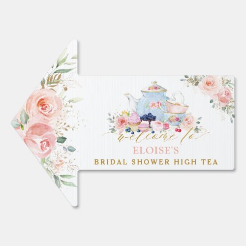 Blush Floral Tea Party Bridal Baby Shower Welcome  Sign