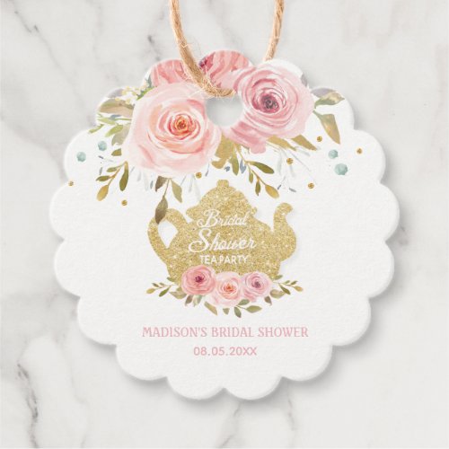 Blush Floral Tea Party Bridal Shower Thank You Favor Tags