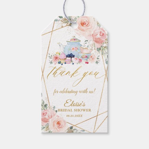 Blush Floral Tea Party Geometric Bridal Shower  Gift Tags