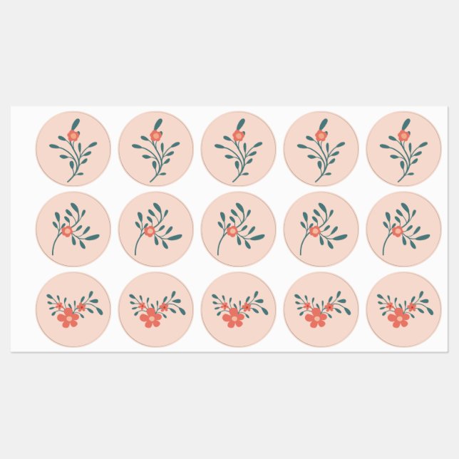Blush Floral Teal Botanical Labels (Sheet)