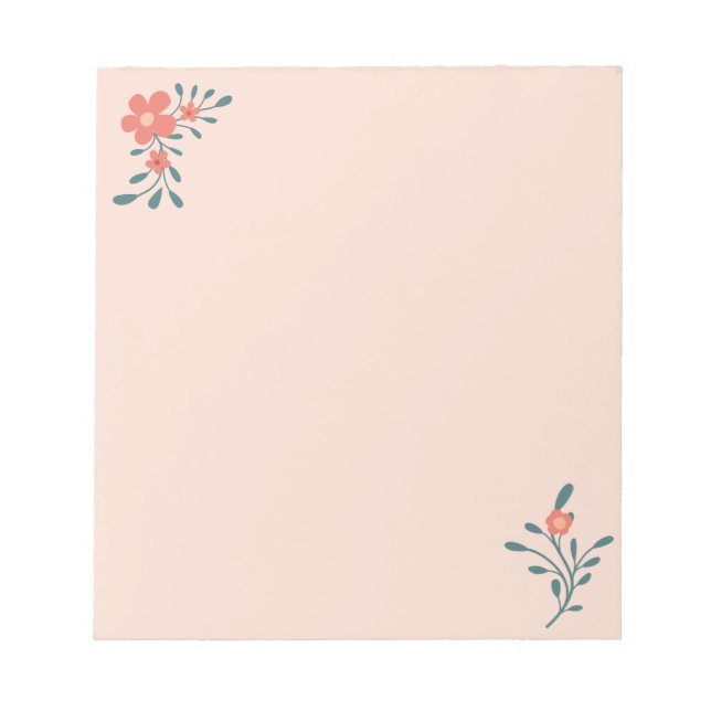 Blush Floral Teal Botanical Notepad (Front)