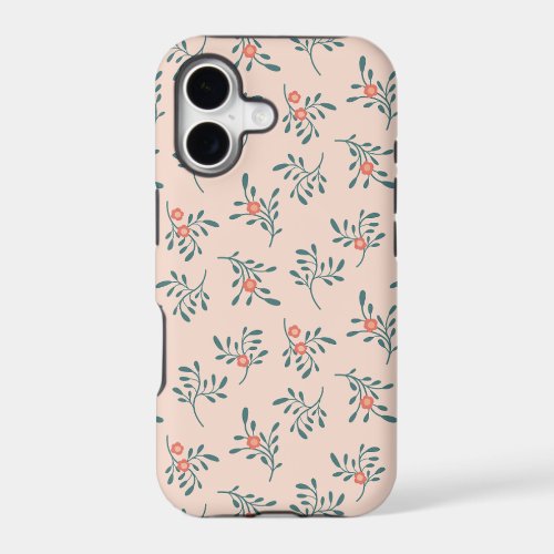 Blush Floral Teal Botanical Pattern iPhone 17 Case