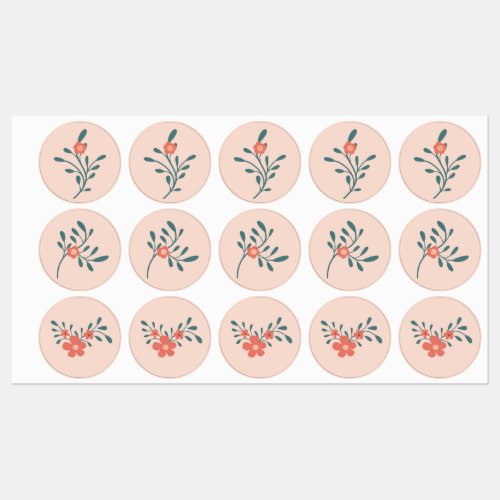Blush Floral Teal Botanical Pattern Labels