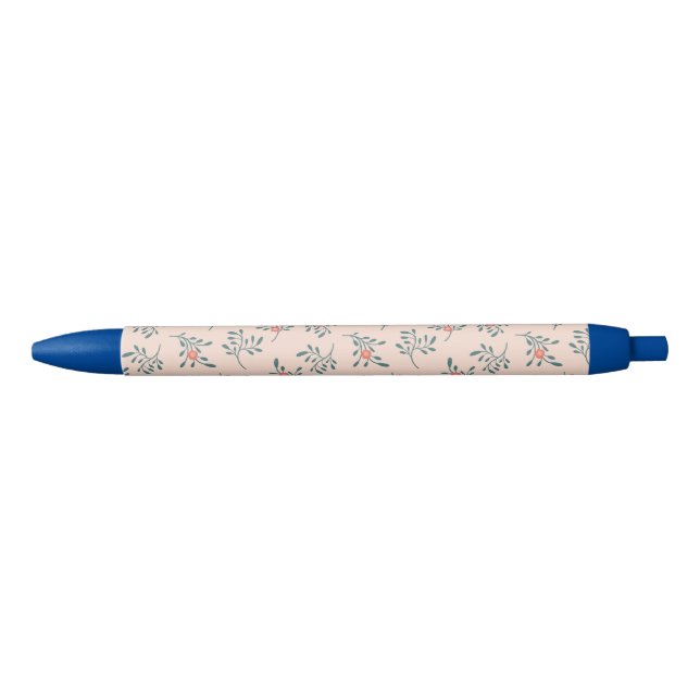 Blush Floral Teal Botanical Pattern Pen (Front)