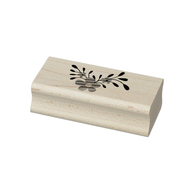 Blush Floral Teal Botanical Pattern Rubber Stamp (Stamp)