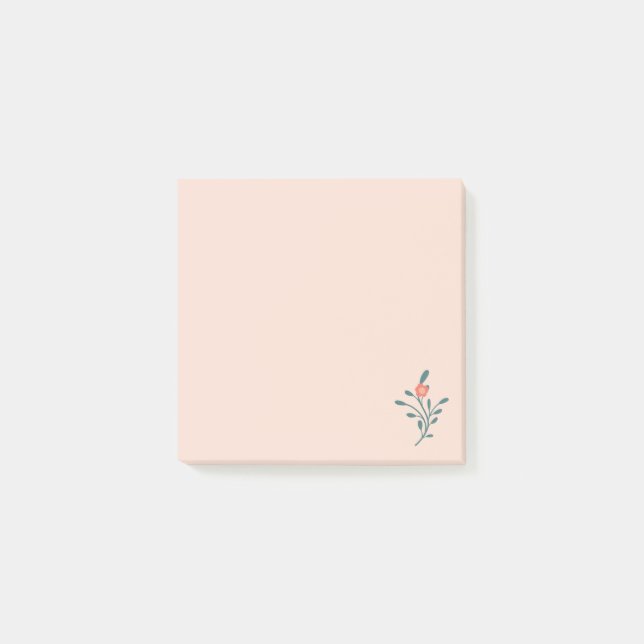 Blush Floral Teal Botanical Post-it Notes (Front)