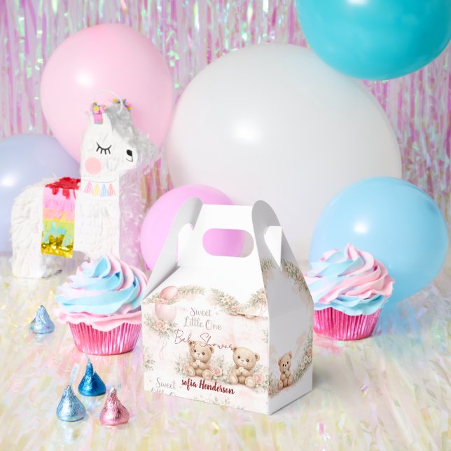 blush floral teddy bear pink favor boxes (Party)