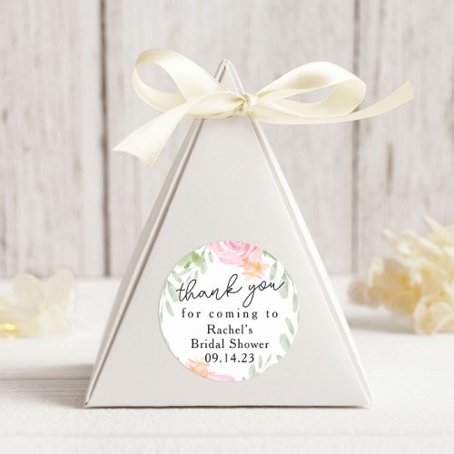 Blush Floral Thank You bridal shower Classic Round Sticker