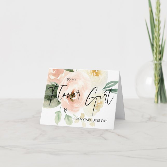 Blush Floral To My Flower Girl On My Wedding Day Card (Front)