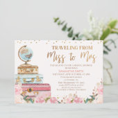 Blush Floral Traveling Miss to Mrs Bridal Shower Invitation (Standing Front)
