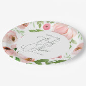 Blush floral watercolor Baby shower Paper Plates (Angled)