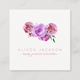 Blush floral watercolor beauty product distributor square business card