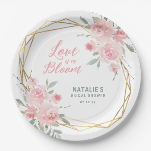 Blush Floral Watercolor Bridal Shower Paper Plates