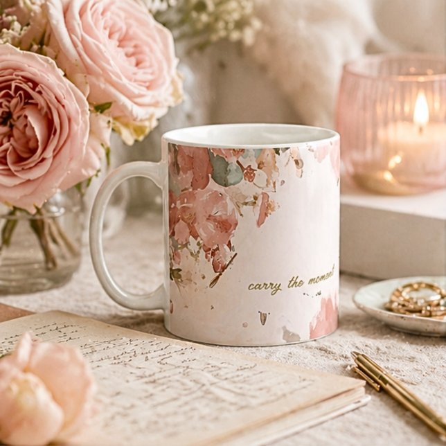 Blush Floral Watercolor Coffee Mug Soft Romantic  (Creator Uploaded)