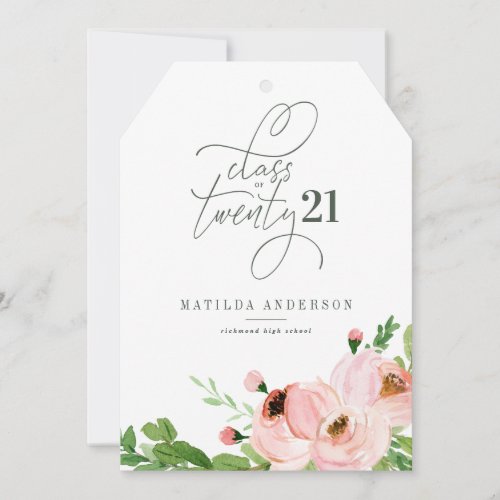 Blush floral watercolor graduation announcement