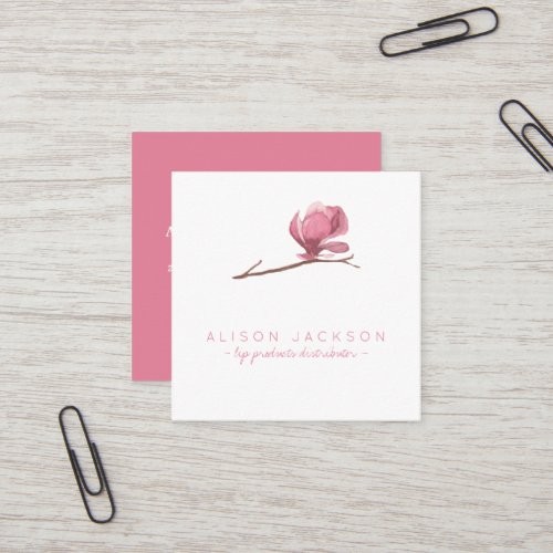 Blush floral watercolor lip product distributor square business card