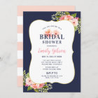 Blush Floral Watercolor Navy Wedding Bridal Shower