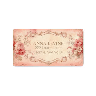 Blush Floral Watercolor Romantic Peach Frame Label