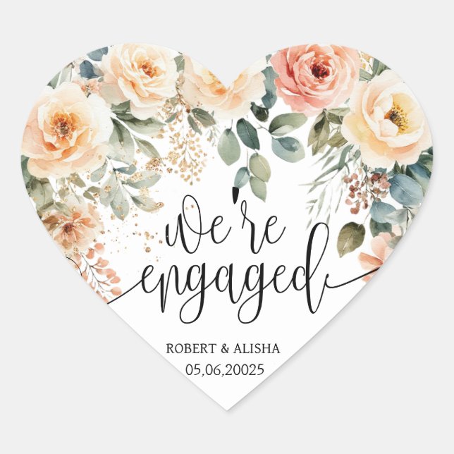 Blush Floral Watercolor Wedding Sticker (Front)