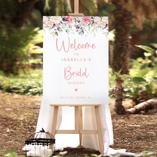 Blush Floral  Watercolor Welcome Sign Board