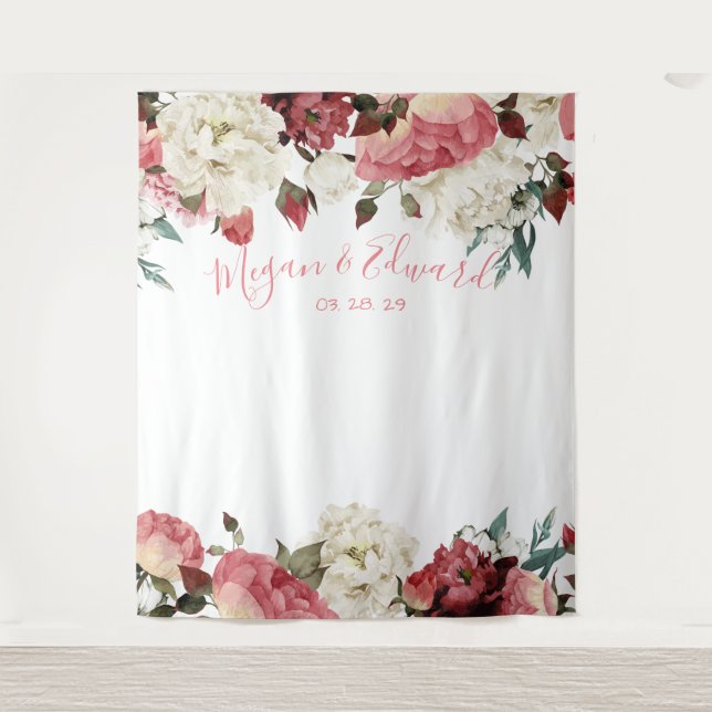 Blush Floral Wedding Backdrop Reception Decor (Front)