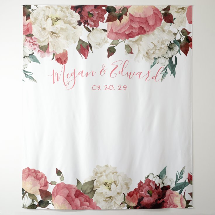 Blush Floral Wedding Backdrop Reception Decor | Zazzle