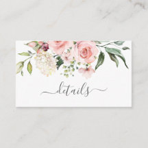 Blush Floral Wedding Details Card