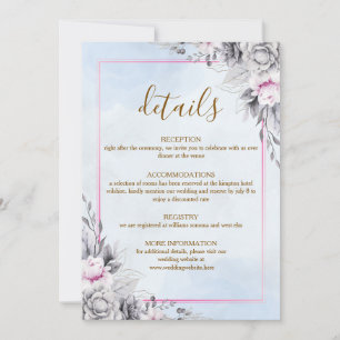 Blush Floral Wedding Details Card