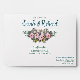Blush Floral Wedding Envelope