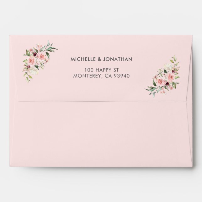 Blush Floral Wedding Envelopes (Back (Top Flap))