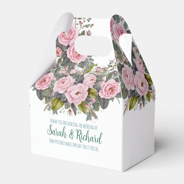 Blush Floral Wedding Favor Boxes (Front Side)