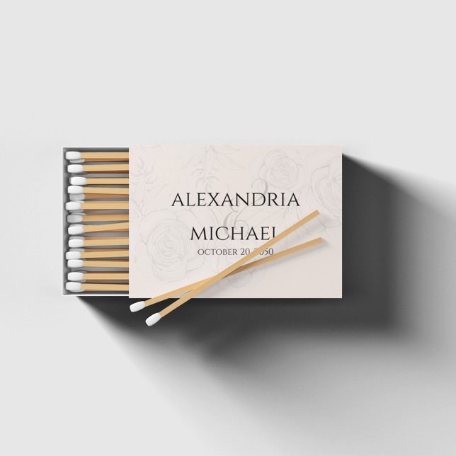 Blush Floral Wedding Favor Custom Matchboxes (Blush pink floral match box customized)