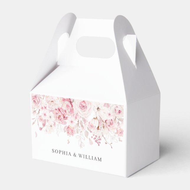 Blush Floral Wedding Favor Gift Favor Boxes (Front Side)