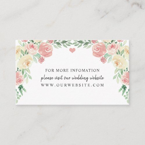 Blush Floral wedding information website card