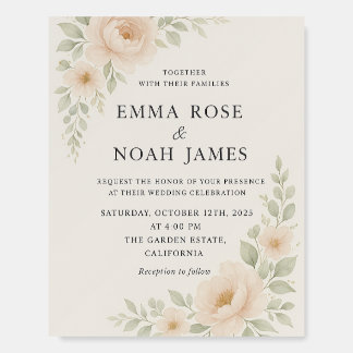 Blush Floral Wedding Invitation Foam Board