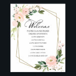 Blush Floral Wedding Order Of Event Sign<br><div class="desc">Blush Floral Wedding Order Of Event Sign</div>