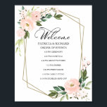 Blush Floral Wedding Order Of Event Sign<br><div class="desc">Blush Floral Wedding Order Of Event Sign</div>