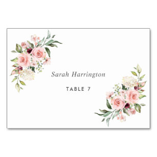 Blush Floral Wedding Place Cards