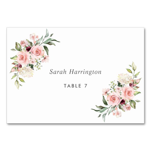 Blush Floral Wedding Place Cards (Back)