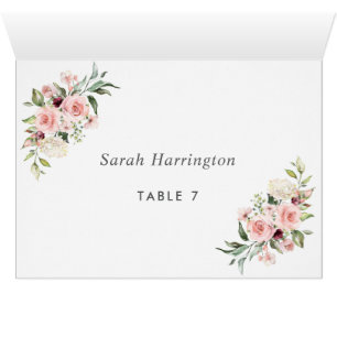 Blush Floral Wedding Place Cards
