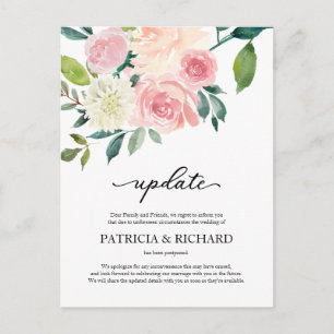Blush Floral Wedding Postponement Update Postcard