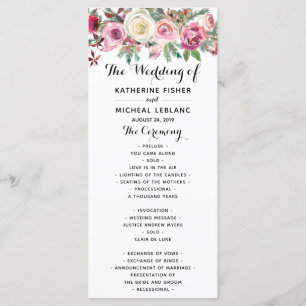 Blush Floral Wedding Program