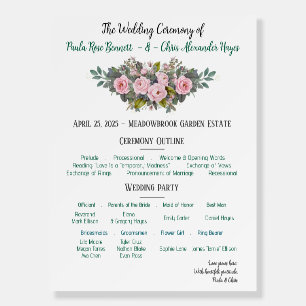 Blush Floral Wedding Program Foam Board