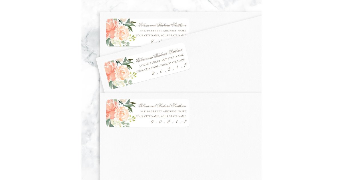 Blush Floral Wedding Return Address Label | Zazzle