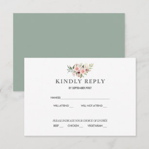 Blush Floral Wedding RSVP Card