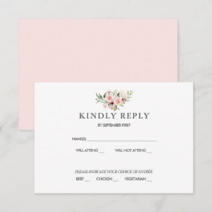 Blush Floral Wedding RSVP Card