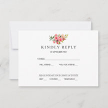 Blush Floral Wedding RSVP Card