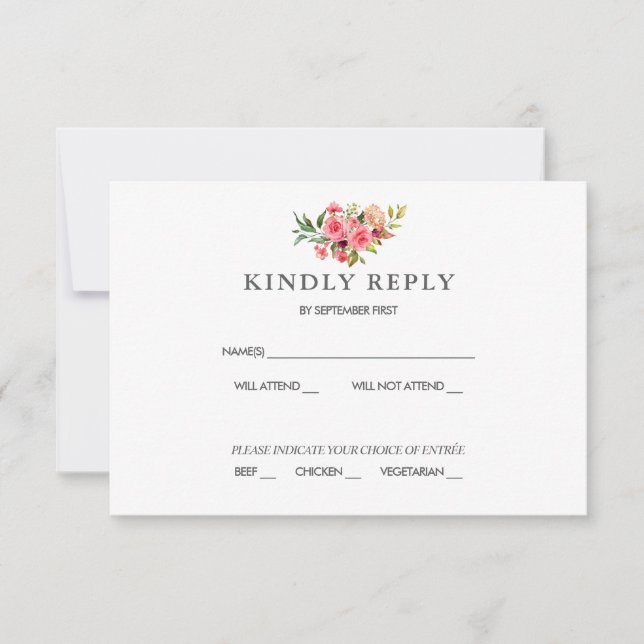 Blush Floral Wedding RSVP Card (Front)